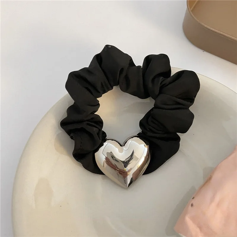 Girls Scrunchies Gold Metal Hairbands Hair Ties Woman Elegant Elastic Rubber Bands Hair Accessories