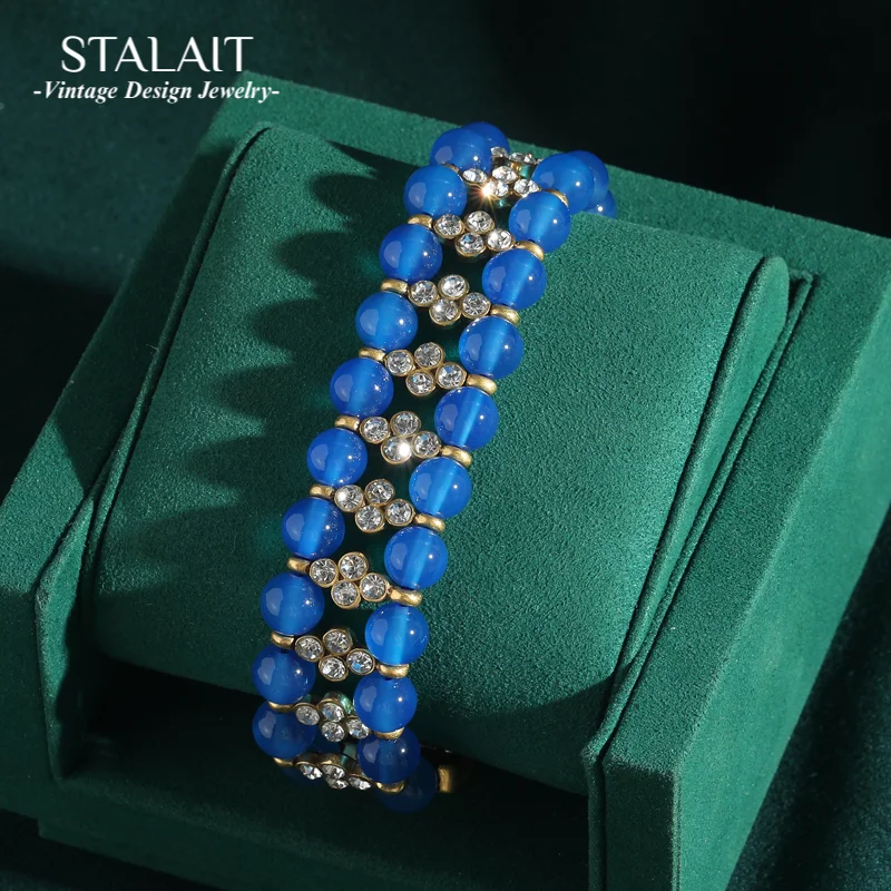 

Bohemia Blue Glass Beaded Bracelet For Woman Stretchy Vintage Layered Sea Strand Antique Jewelry Crystal Charm Girl Summer 2025