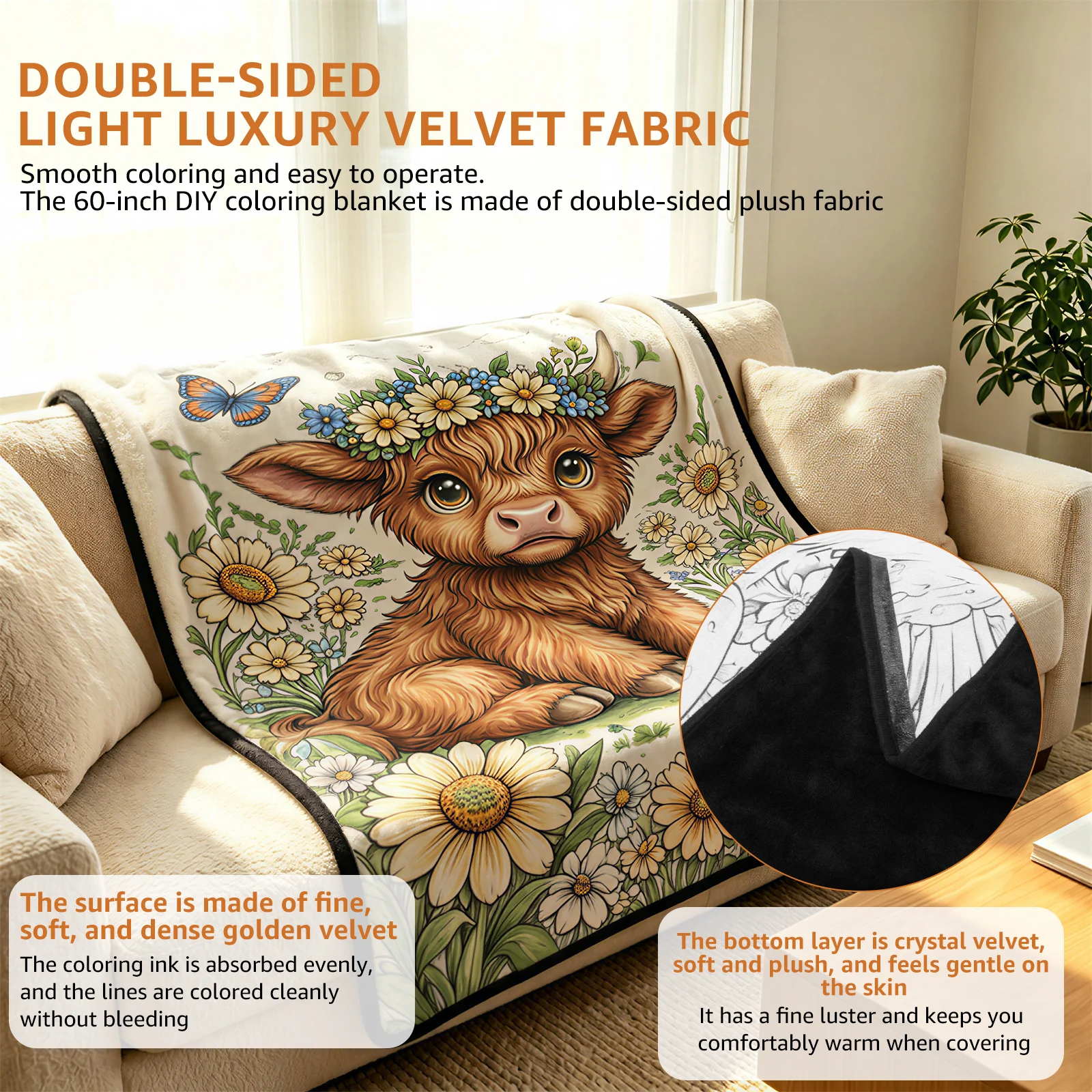 DIY Coloring Blanket with 24 Colored Markers Creative Personalization pattern blanket Stress Relief Unique Paint art Decor Gift