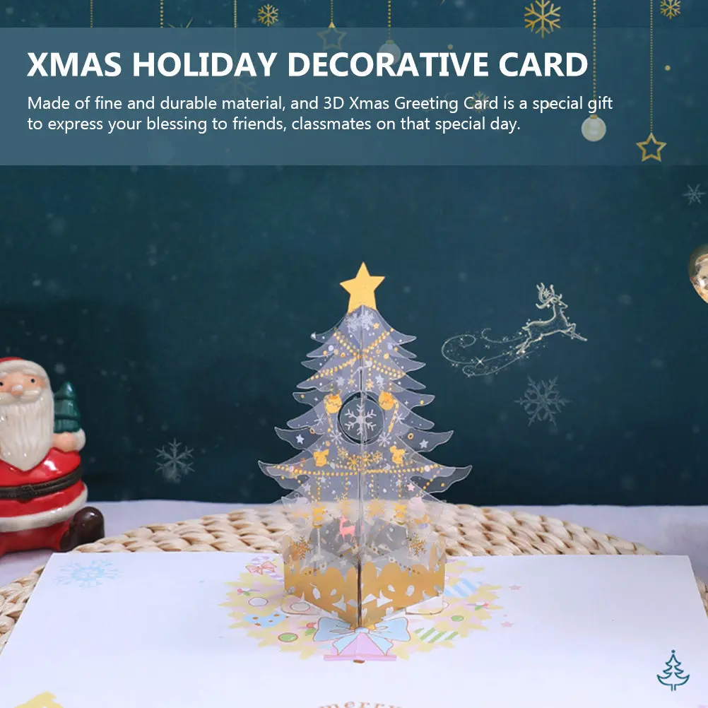 3D Xmas Greeting Card Pop Up Christmas Tree Design Festive Holiday Card for Family Friends Neighbors Classmates Warm