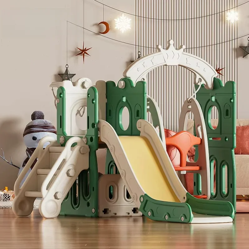 Kids Indoor Play House Baby Playroom Playground Equipment Plastic Swing And Slides For Children Sliding Toys