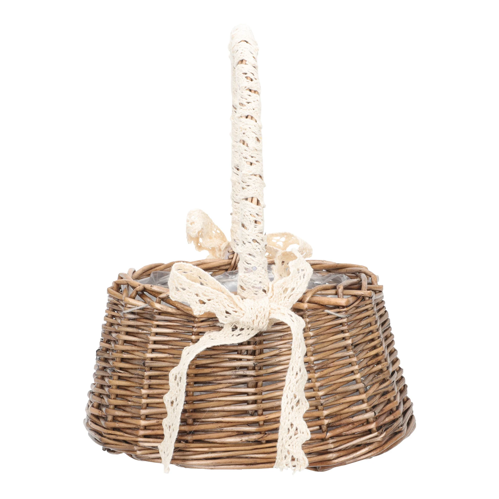 

Woven Flower Basket Hand-woven Baskets Storage Decorative Multi-purpose Basket Wooden Romantic Wedding Home Party Use Reusable