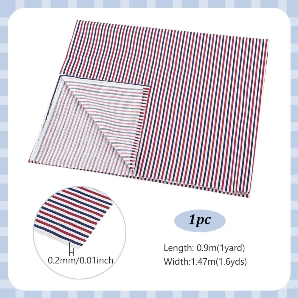 57 بوصة × 1 ياردة نسيج قطني مخطط أحمر/أبيض/أزرق قماش مخطط بواسطة خطوط الفناء قماش غير مرن لخياطة اللحف #2