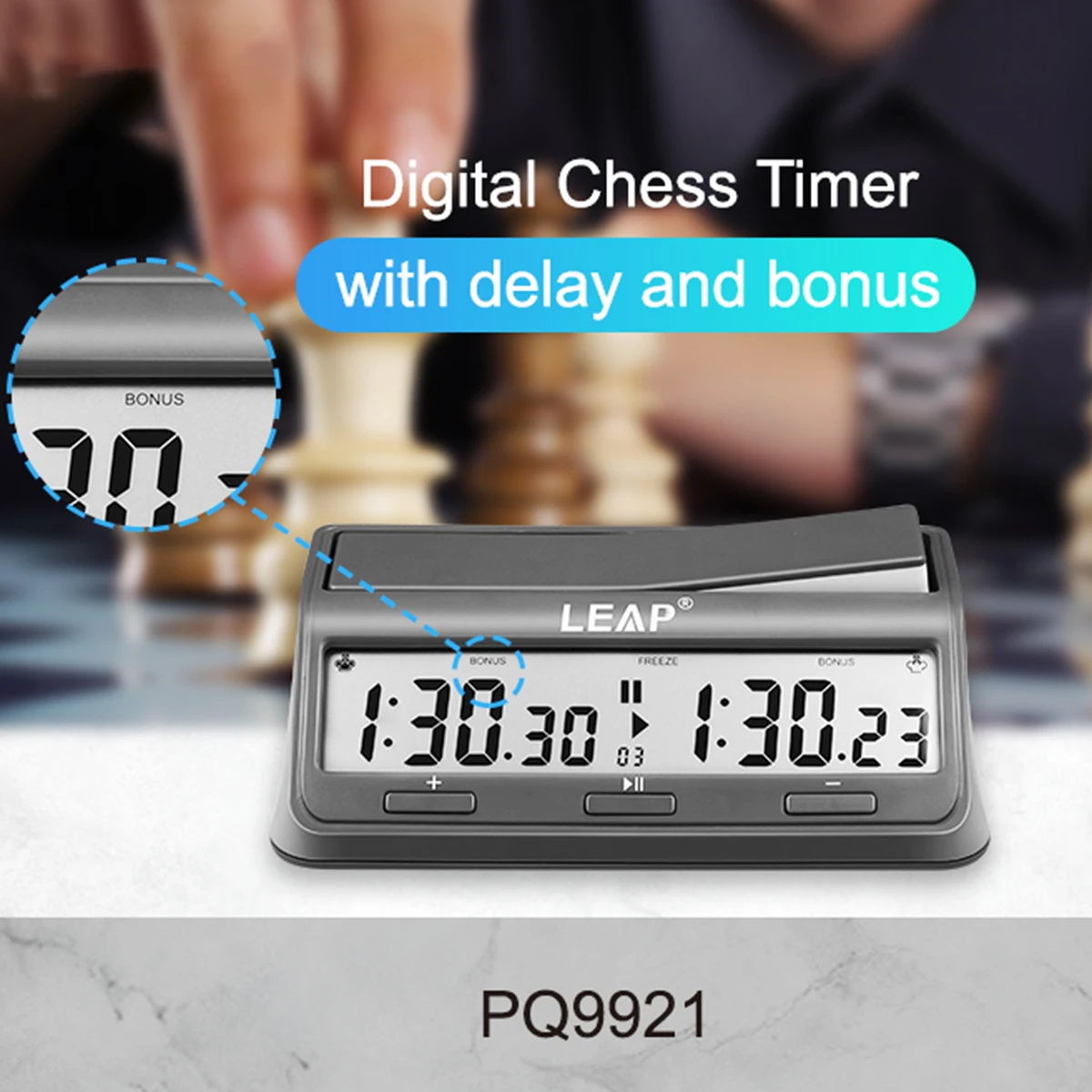 LEAP Chess Clock Digital Chess Timer Professional for Board Games Timer with 37 Preset Programme Moves Restrict Time Feature