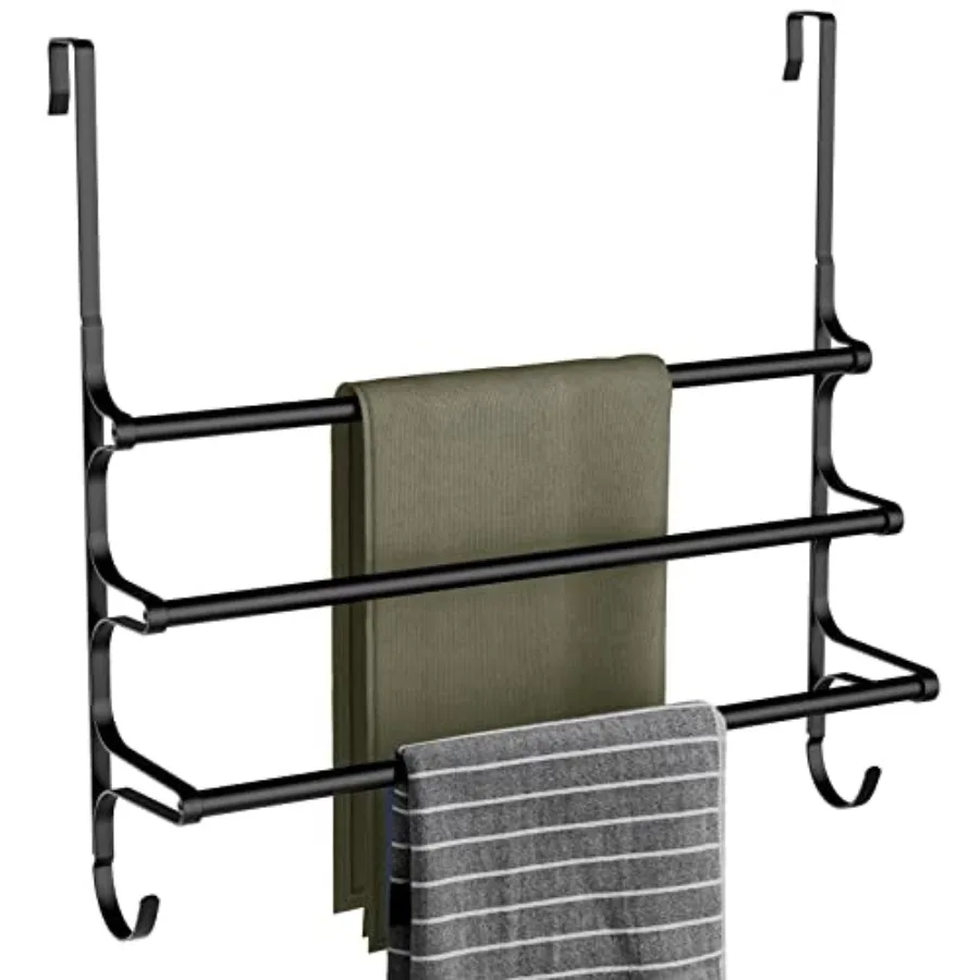 

Over The Door Towel Rack, Extendable Triple Towel Storage Holder with Hooks, 24.02 Inch Towel Bar Hanger Towel Racks for Bathro