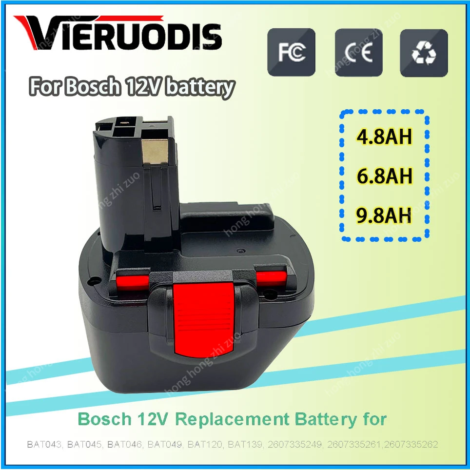 

For Bosch 12V Rechargeable Ni-MH Power Tool Battery 6.8AH BAT043 D70745 PSR12 GSB12 GSR12 BAT038 BAT045 BAT040