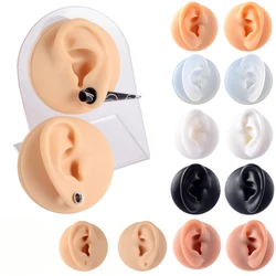 Silicone Ear Model Use for Tattoo Puncture Practice Display Jewelry Tool Body Piercing Simulation Model Sold With Acrylic Stand