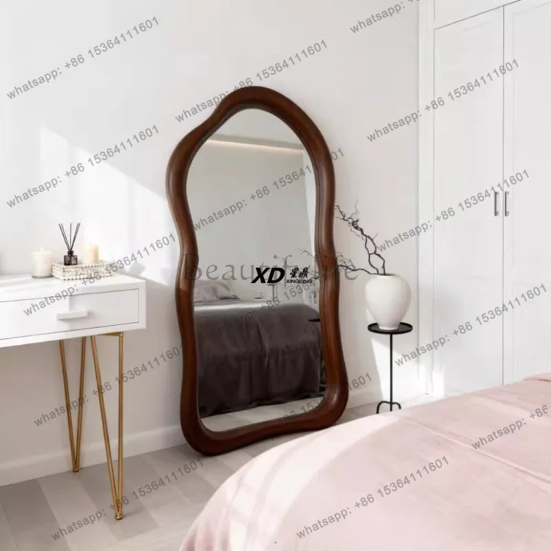 Hot Selling Products Funky Makeup Mirror Girls Standing Full Body Aesthetic Living Room Mirror Art Garden Cute Wavy Spiegel Wand