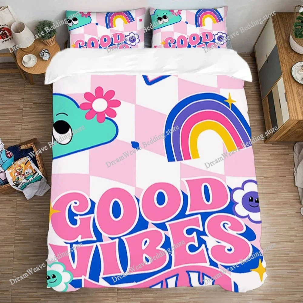 

Bedding Set Double Size Duvet Covers GOOD VIBE COLOR Aesthetic Art Queen Bed Comforter Sets Quilt Cover Set Fashion Pillowcase