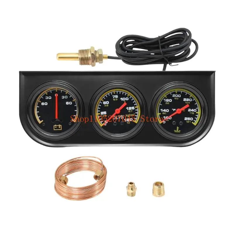 

37cd 3 Feature Vehicle Group Oil Pressure Water Temperature Ammeter 52mm Black