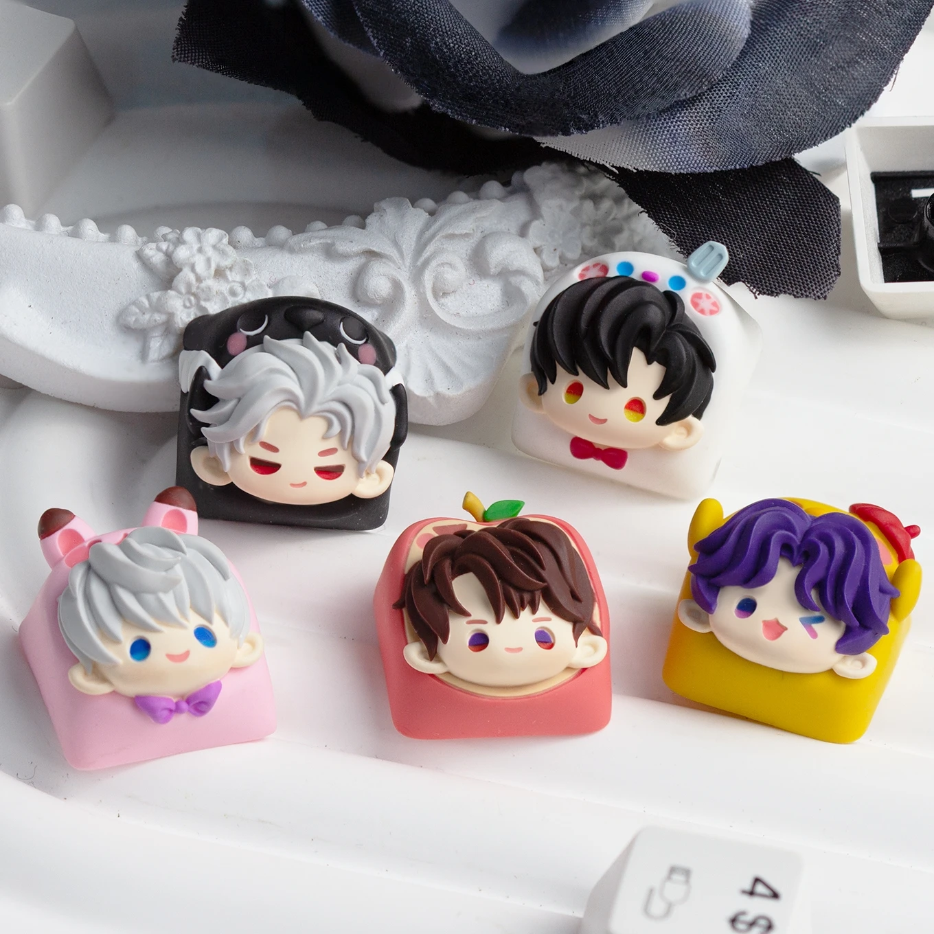 

Cute Love Deepspace Series Keycaps For Mechanical Keyboard Caleb Rafayel Aster Sylus Zayne Decorative Accessories