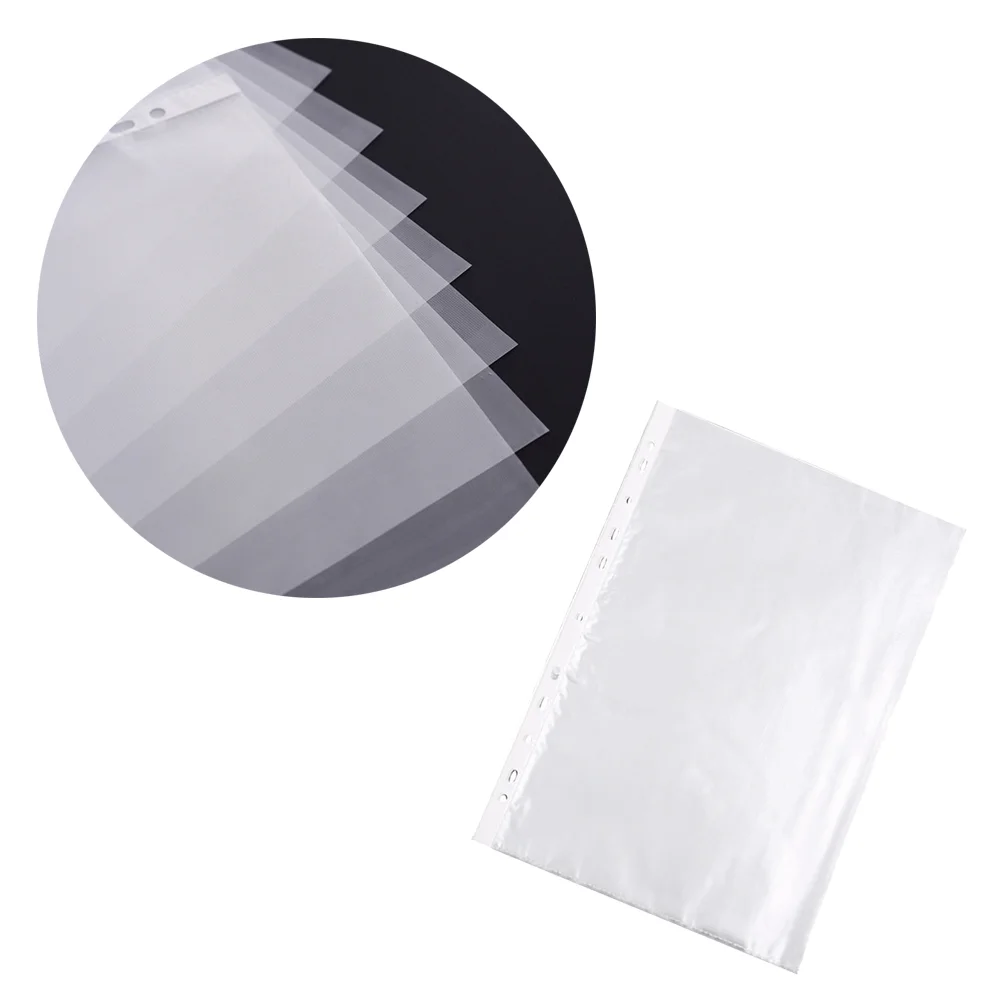 100pcs A4 Transparent 11 Hole Paper Cover Loose Leaf Protect Bag Paper Cover Bag 3 Hole 4 Hole Paper File Protecting