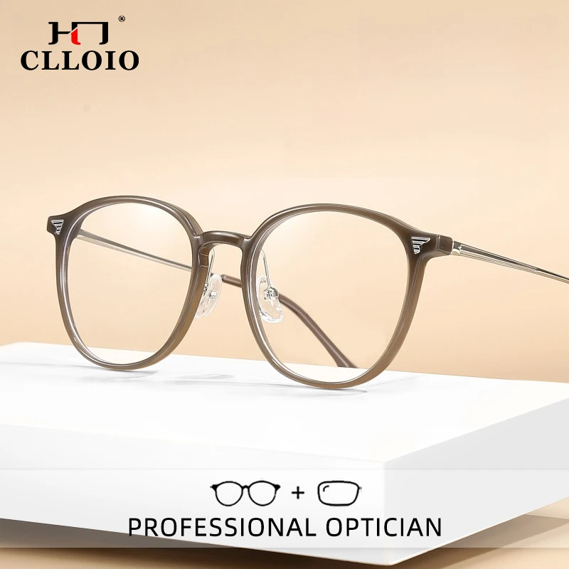 

CLLOIO New Fashion Versatile Reading Glasses Anti Blue Light TR90 Round Frame Myopia Prescription Glasses Progressive Eyewear