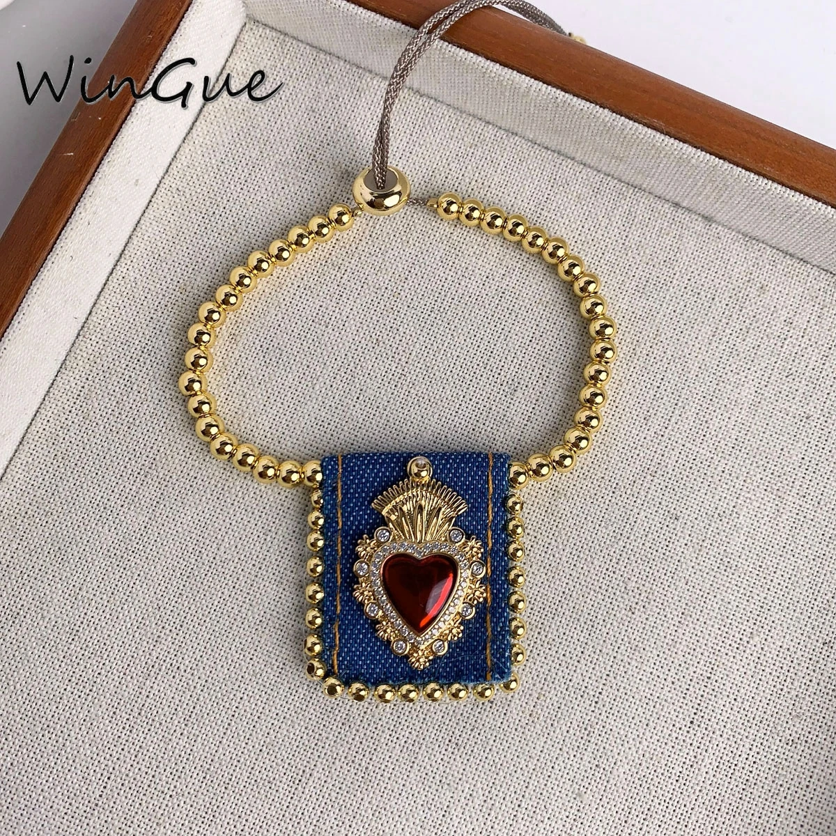 تصاميم فريدة من نوعها الجينز سحر سوار المجوهرات الدينية سوار القلب المقدس مطلية بالذهب مريم العذراء سوار W2507