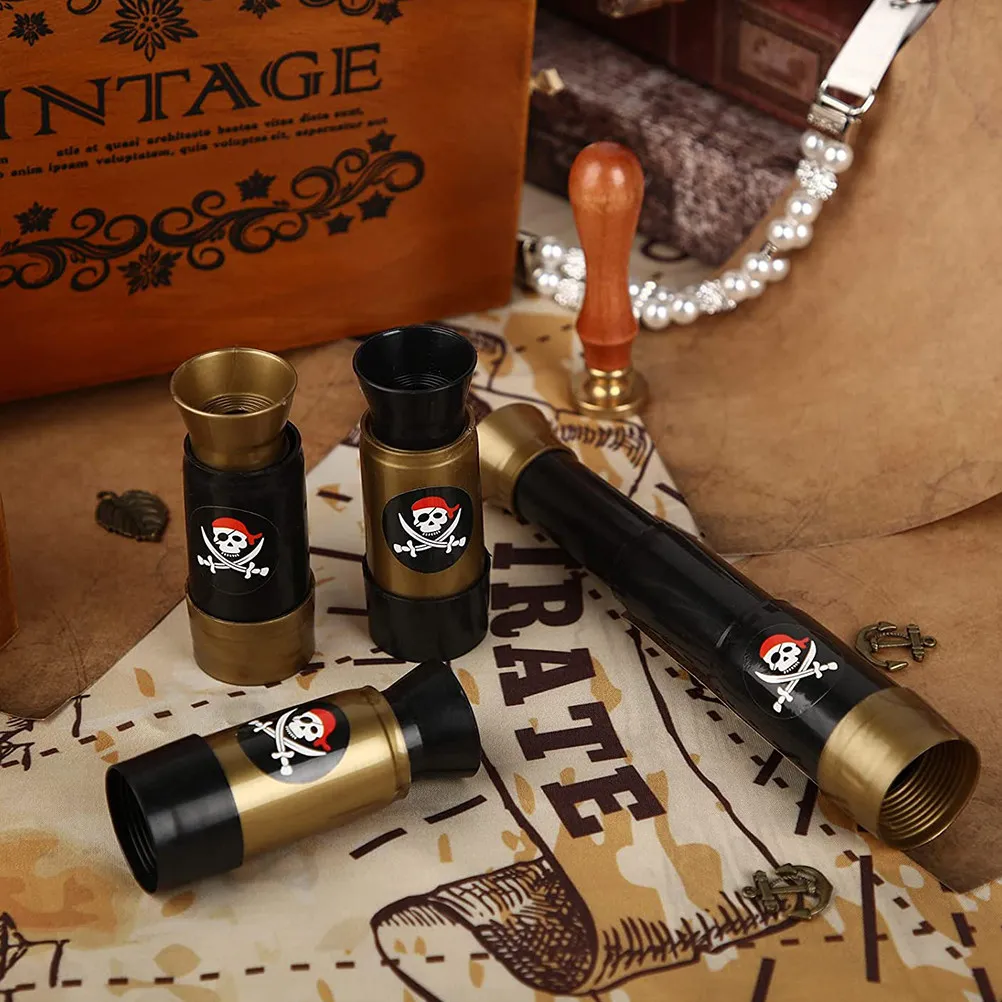 12Pcs Kids Pirate Telescope Set Monocular for Adventure Play Party Favors Children Toys 3-7 Years Outdoor Exploration Gift