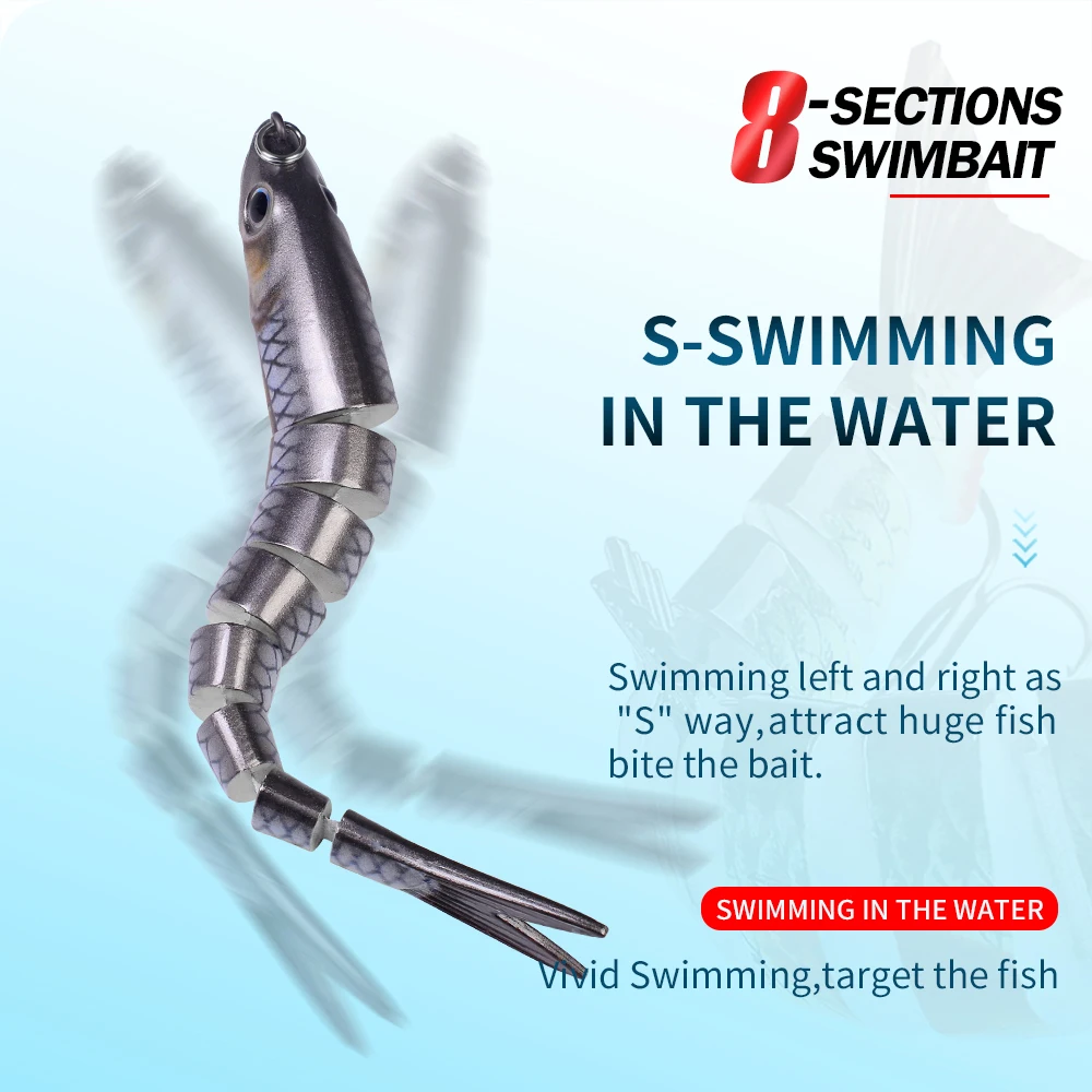Proberos Swimbait articulado 8 segmentos – Señuelo duro para lubina