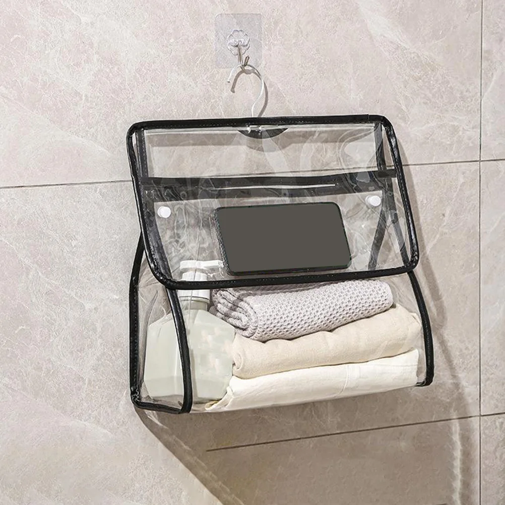 

Transparent Waterproof Storage Bag Bathroom Hanging Bag PVC Shower Room Hanging Storage Pouch Compact Space Organizer