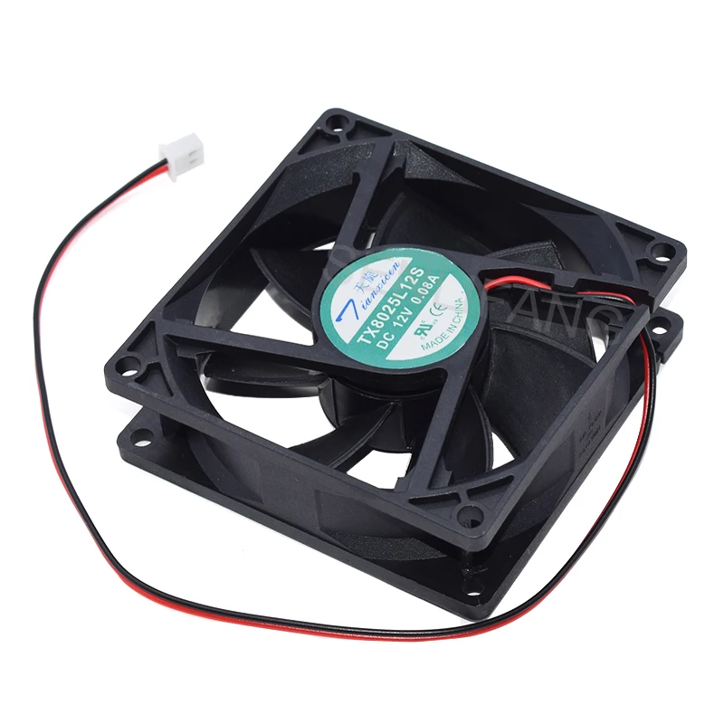 NEW TX8025L12S DC 12V 0.08A 8025 8CM 80*80*25MM Ultra Quiet Cooling Fan 2 Wires