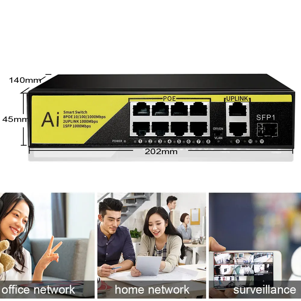 POE Gigabit Switch 4/8/16 Ports 100Mbps 1000Mbps Network Ethernet Russia Overseas Low Prices Free Shipping