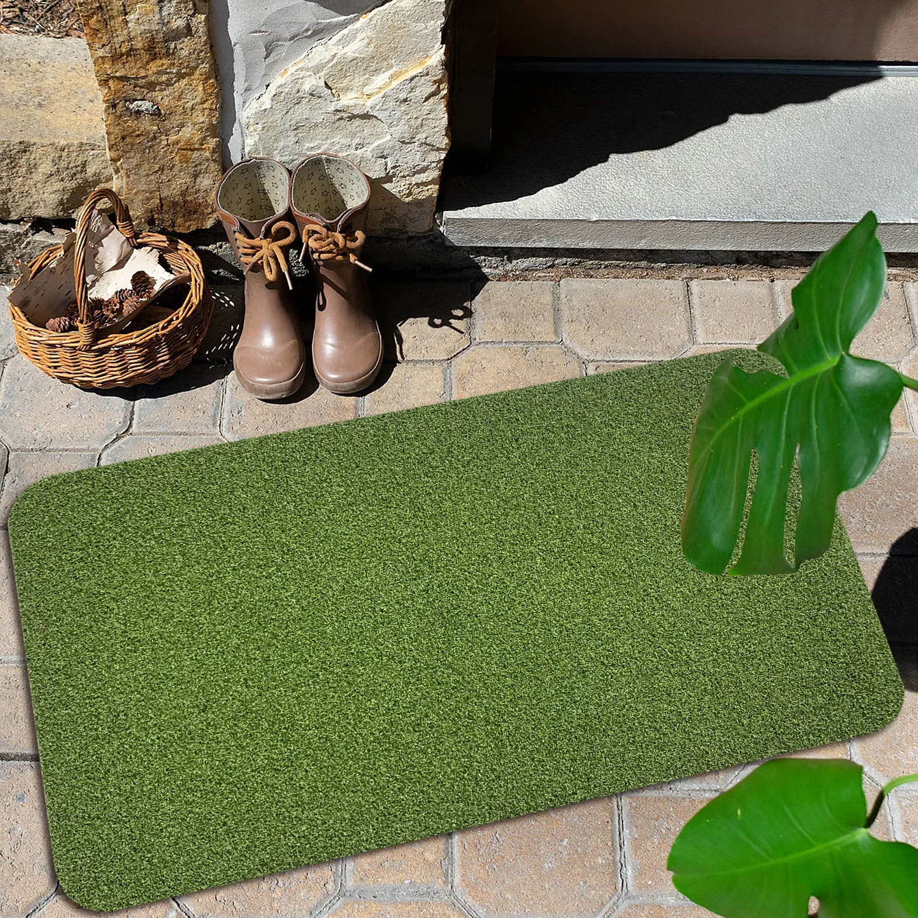 Simulation Grass Dust Removal Mat, Door Floor Mat, Home Carpet Mat, Mud Scraping PVC Lawn Mat, Corridor Mat, Carpet