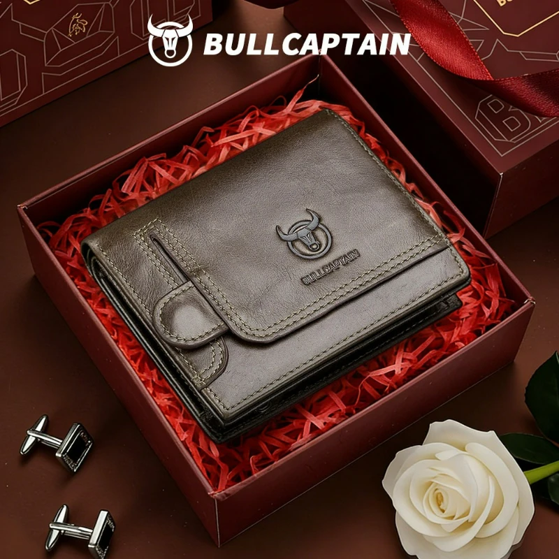 Men Multifunctional Genuine Leather Card Pouch, Soft Top Layer Cowhide,Compact Design for Driver License, Coin and Photo Storage