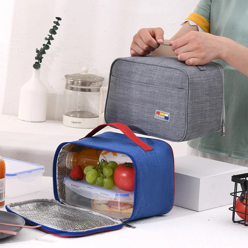 2-style Aluminum Foil Thermal Lunch Bag Waterproof Oxford Cloth Cooler Insulated Bag Bento Bags Portable Large Capacity Rice Bag