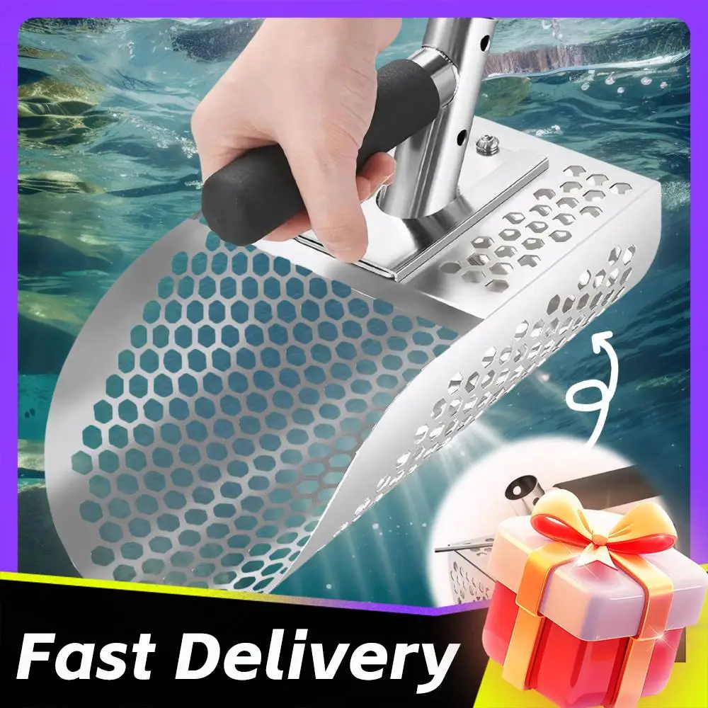 

2 In 1 Stainless Steel Sand Scoop Multi-Function Metal Detector Scoop Wear Resist Sand Sifter Shovel for Underwater Backyard