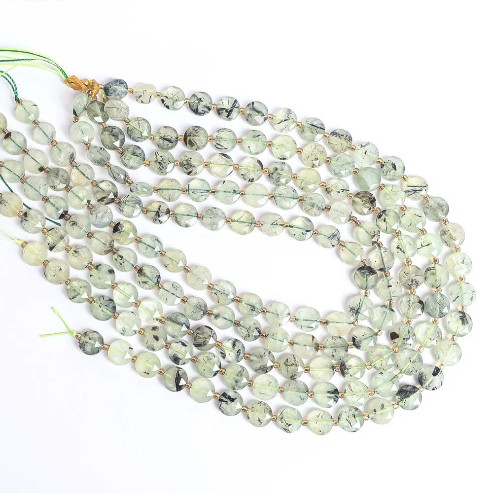 NATURAL PREHNITE BEADS GREEN FACETED ROUND HEALING STONE LOOSE GEMSTONE BEADS FOR DIY JEWELRY MAKING ACCESSORIES 8MM 10MM view 4