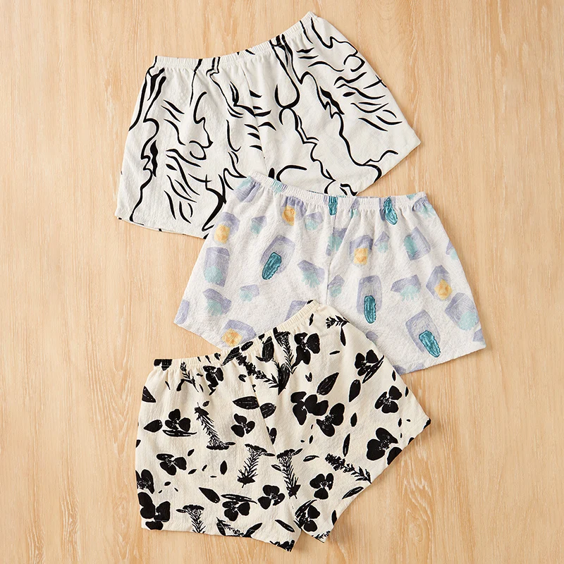 여성용 대비 얼룩말 프린트 파자마 바지 3피스 캐주얼 패턴이 있는 신축성 있는 허리 반바지는 편안한 편안한 핏 잠옷입니다