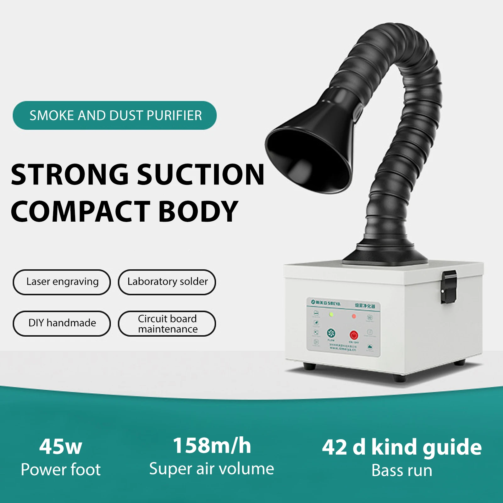 Ekstraktor Asap Portabel 30W Ekstraktor Asap Solder dengan Filter 3 Tahap Pembersih Hisap Kuat untuk Pengelasan DIY Ukiran