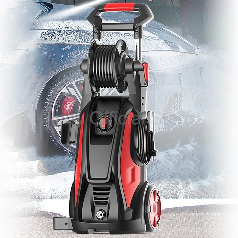 220 فولت النحاس موتور آلة غسل سيارات 2000 واط عالية الطاقة ارتفاع ضغط مدفع المياه مع خرطوم بكرة المحمولة للاستخدام المنزلي تنظيف عجب أداة #1