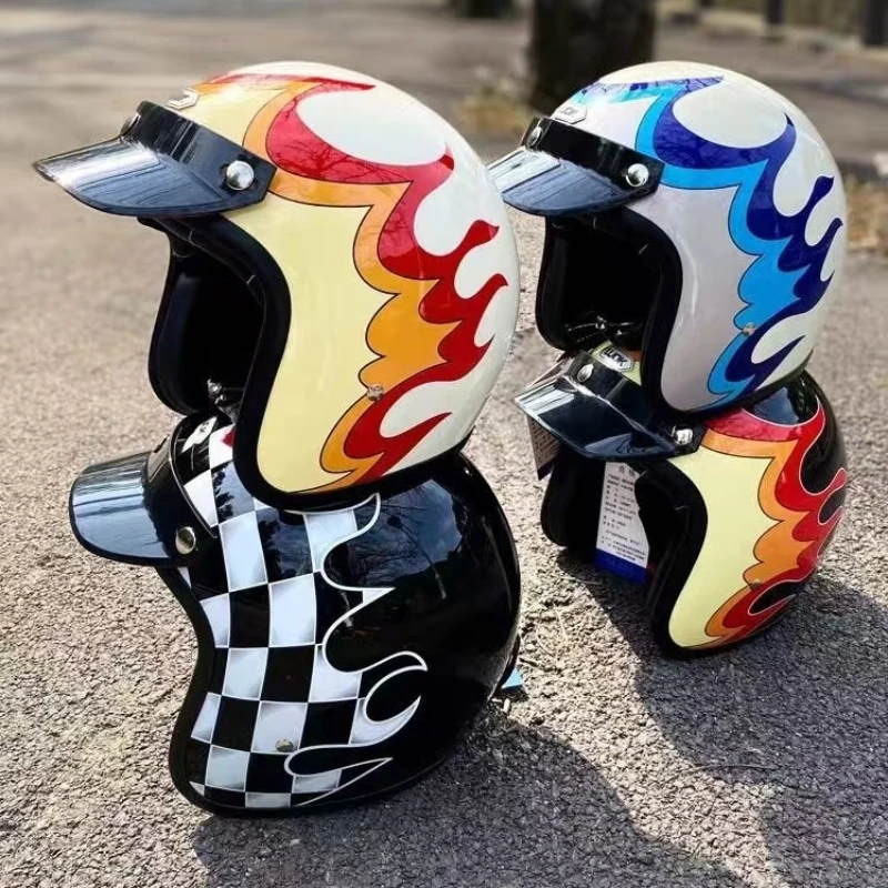 Forró Kelendőség nyílt arca helmes retro 3/4 Dobálás Motorbicikli helmets férfiak ABS Békateknő safty kupak Német stílusú Négy seasons Pont Tudomásul szolgál