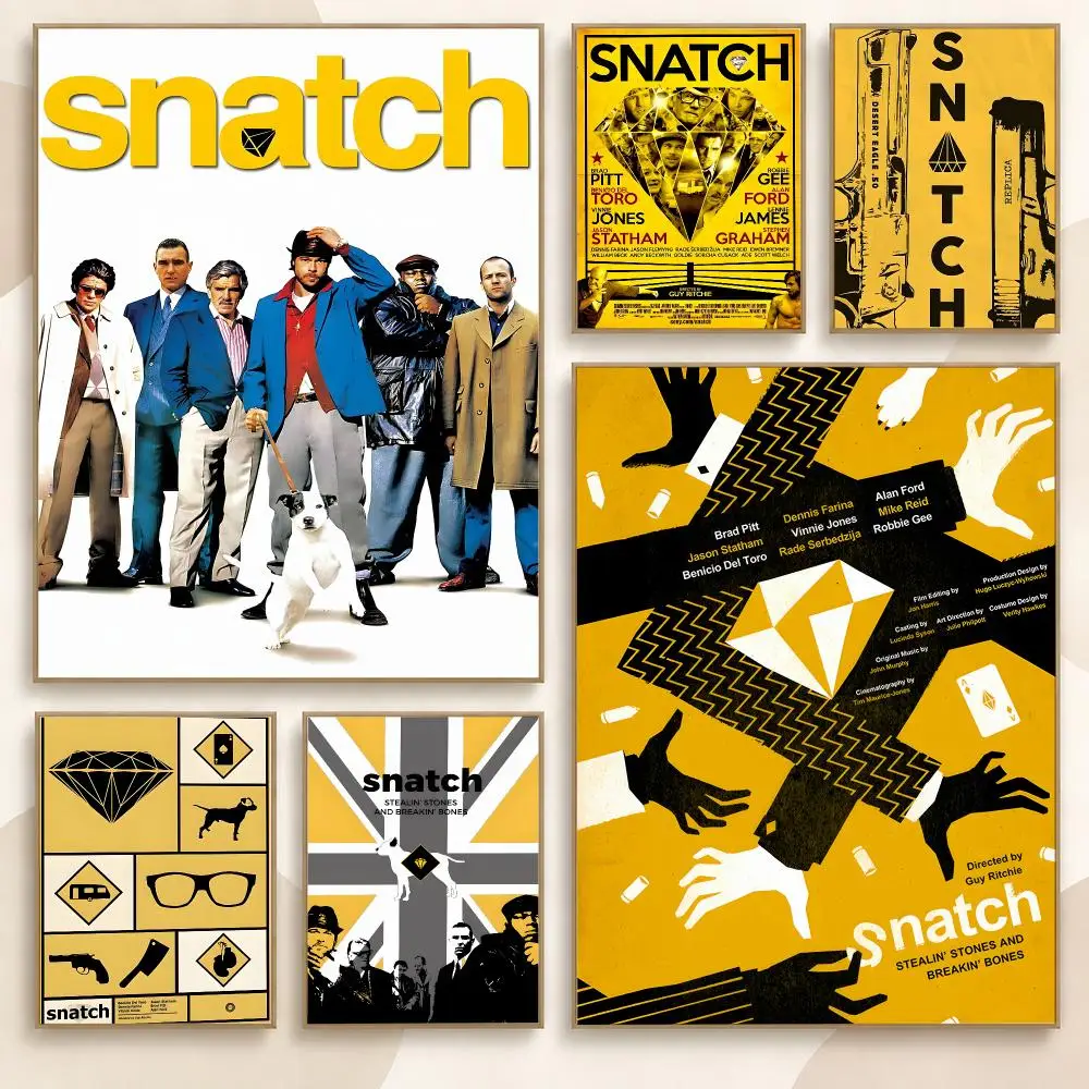 Snatch British Crime Movie Cult Classic Heist Comedy Poster Contemporary Wall Art Print for Bedroom & Living Room, Unframed