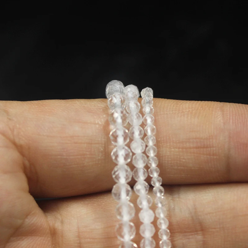 Natural Faceted White Crystal Clear Quartzs Beads With Cut Surfaces Loose Spacer Stone For Jewelry Making Bracelet Handmade