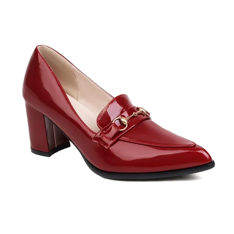 BLXQPYT Womens Shoes New Designers Leather Pointed Toe Square High Heels Sexy Walk Show Ladies Pumps Shoes Plus Size 47 676-1