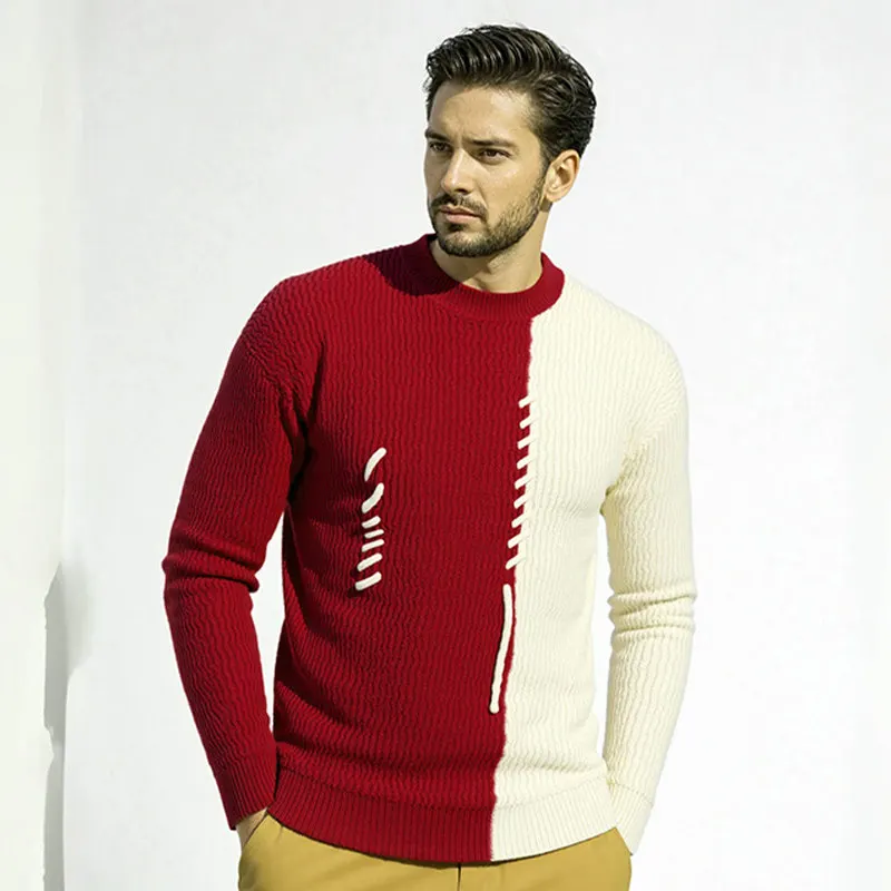 

Thiened Knitted Sweater for Men Casual Base Layer Warmth Youth Faion Winter Long Sve round Ne Polyester Inner