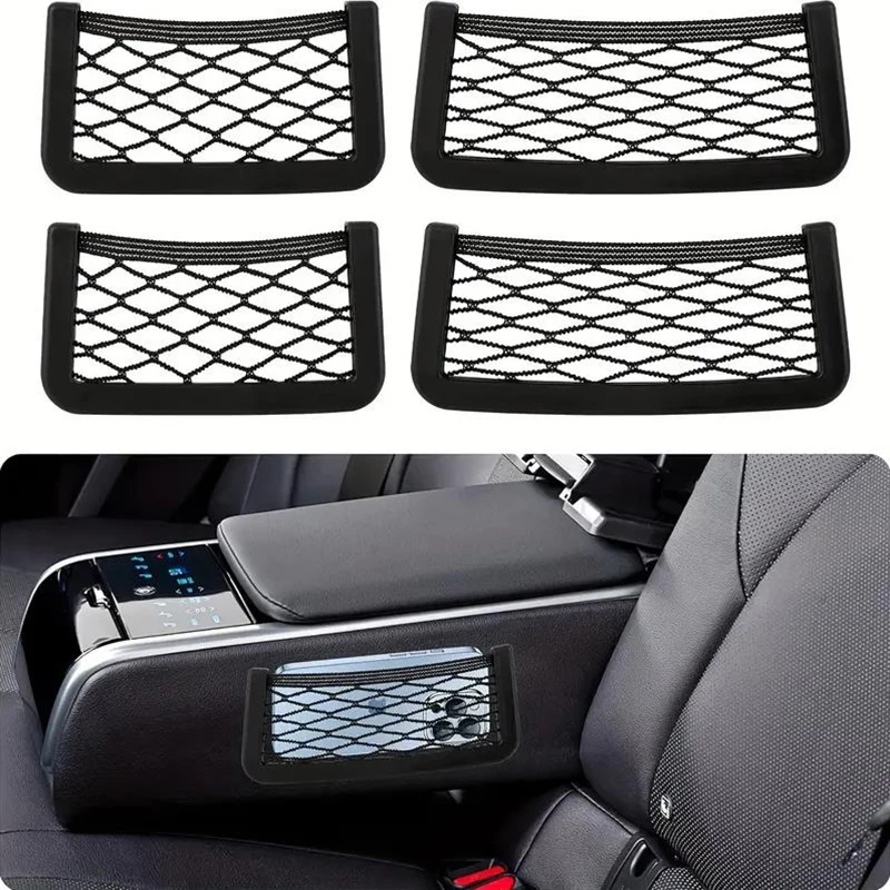 Car Storage Bag Nets Adhesive Auto Seat Organizer Door Side Net Pocket Multifunction 15-20cm Resilient Car Styling Storage Nets