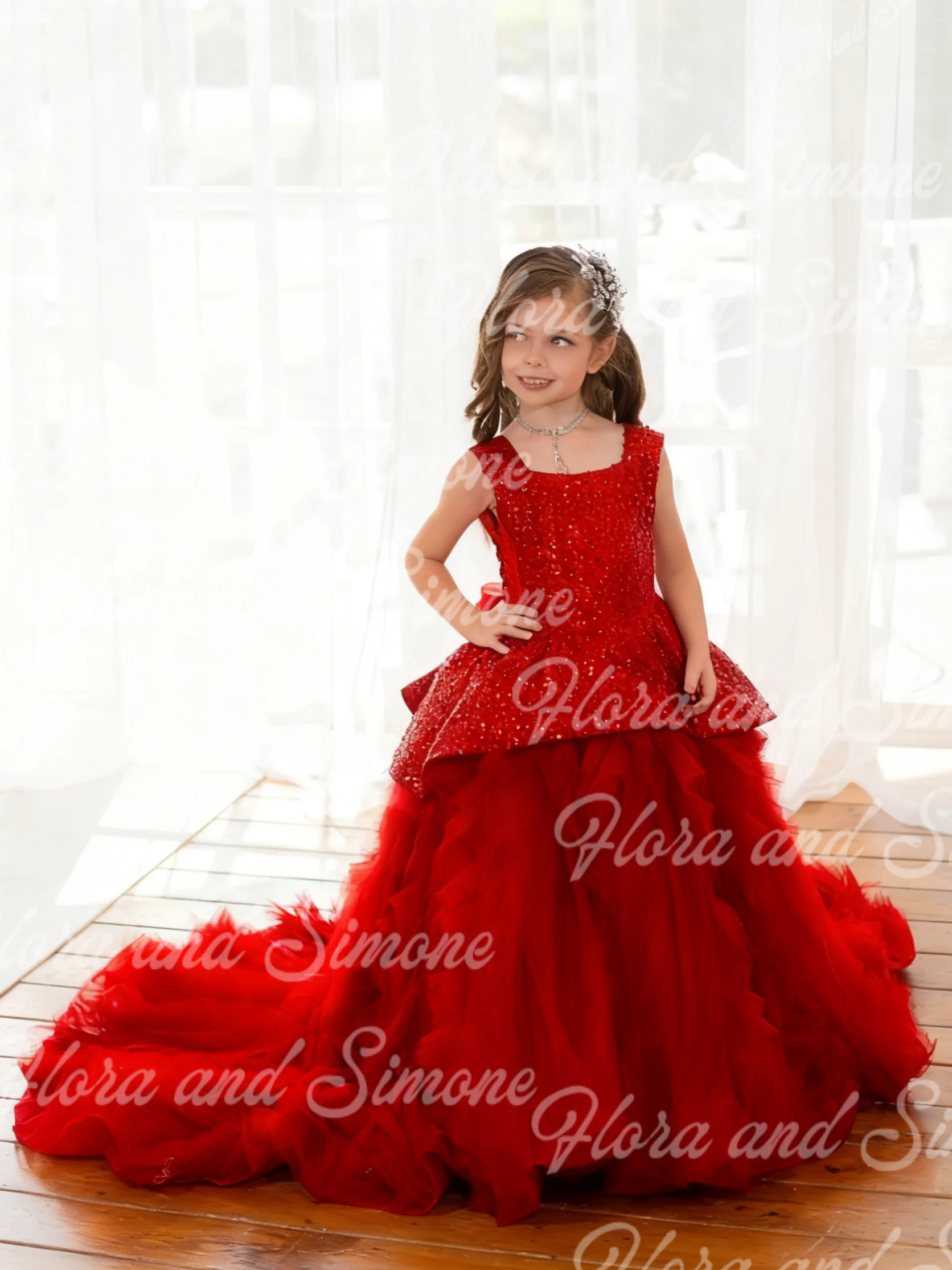 Vestido personalizado de lentejuelas sin mangas con lazo y hombros descubiertos para niña, vestido de cumpleaños, actuaciones de baile, fiestas, celebraciones navideñas