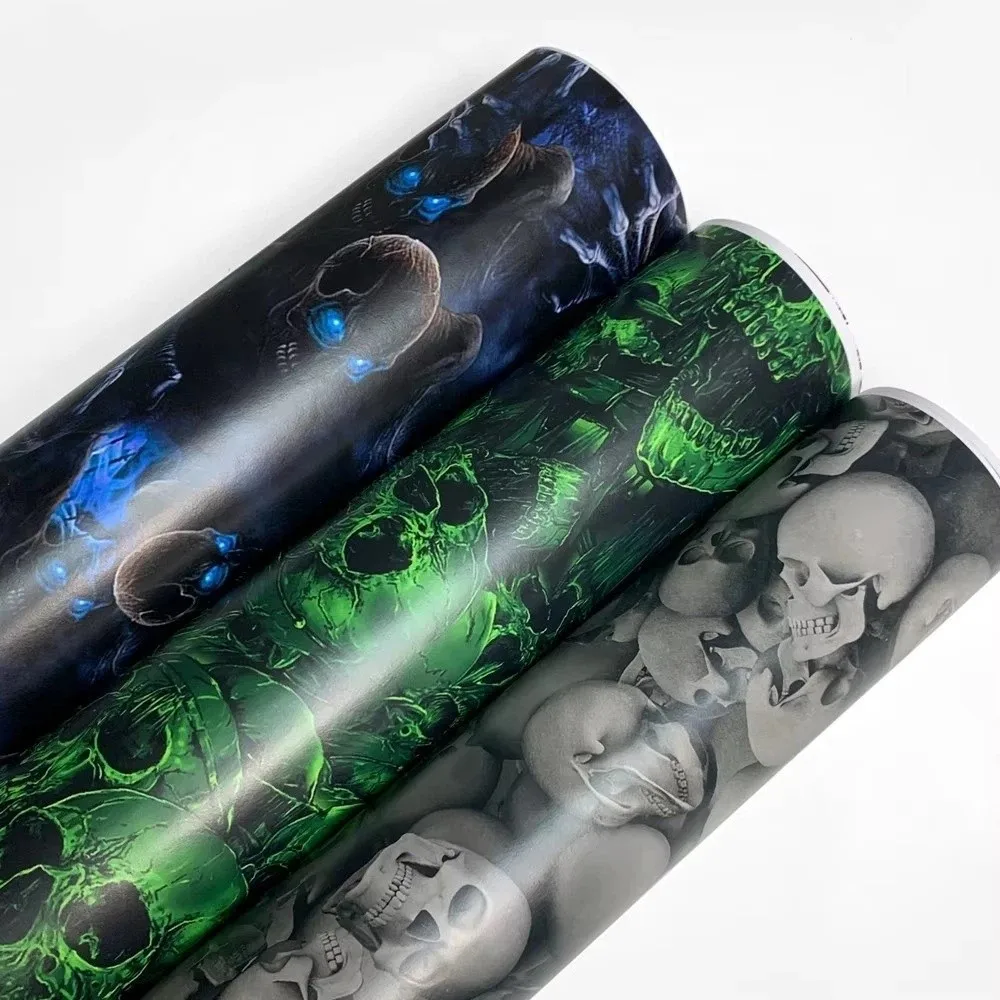 New 150*30cm Vinyl Wrap Car Wraps Graffiti Car Body Covering Vinyl Paper Skull Pattern Vinyl Wrap Film Auto Outdoor Accessories