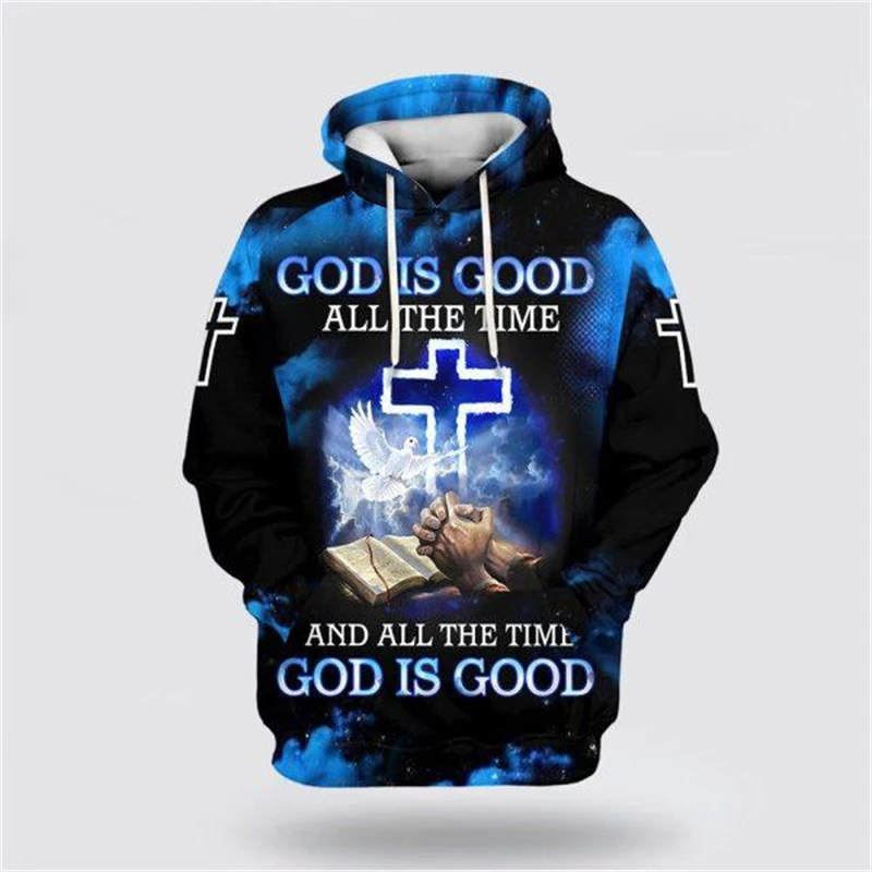 3D All Print Jesus Cross Hoodies Men Women New Crucifix Graphic Hooded Sweatshirts Kid Fashion Cool Pullover Harajuku Y2k Hoodie