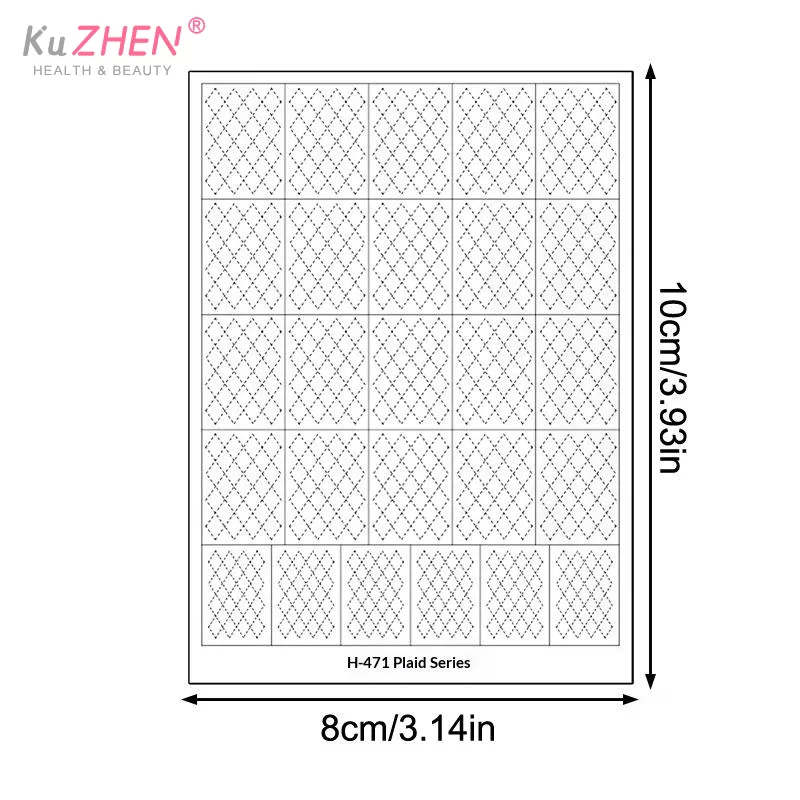 French Stripe Rhombus Hollow Out Nail Art Stickers Template Stamp Manicure Decals Nail Charm Decoration DIY