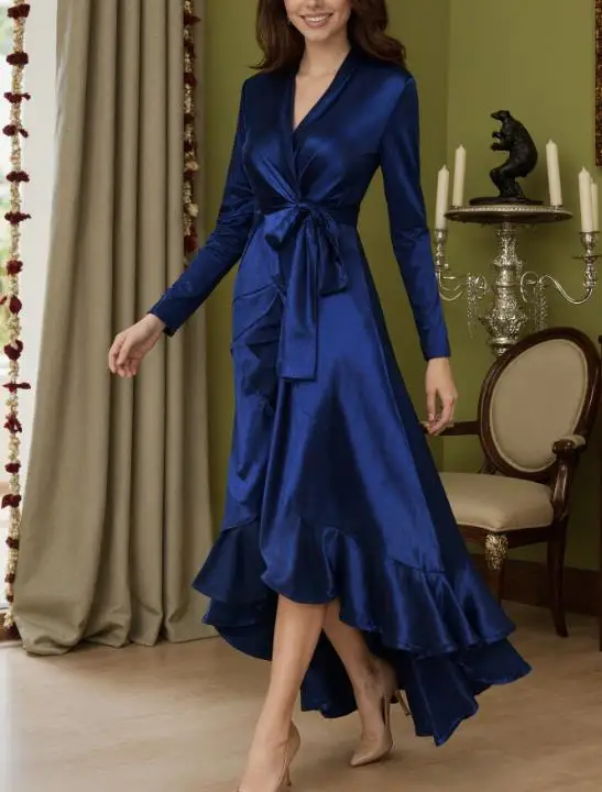 

Women's Long Evening Dress V-Neck Waist Series Banquet Gown New Style