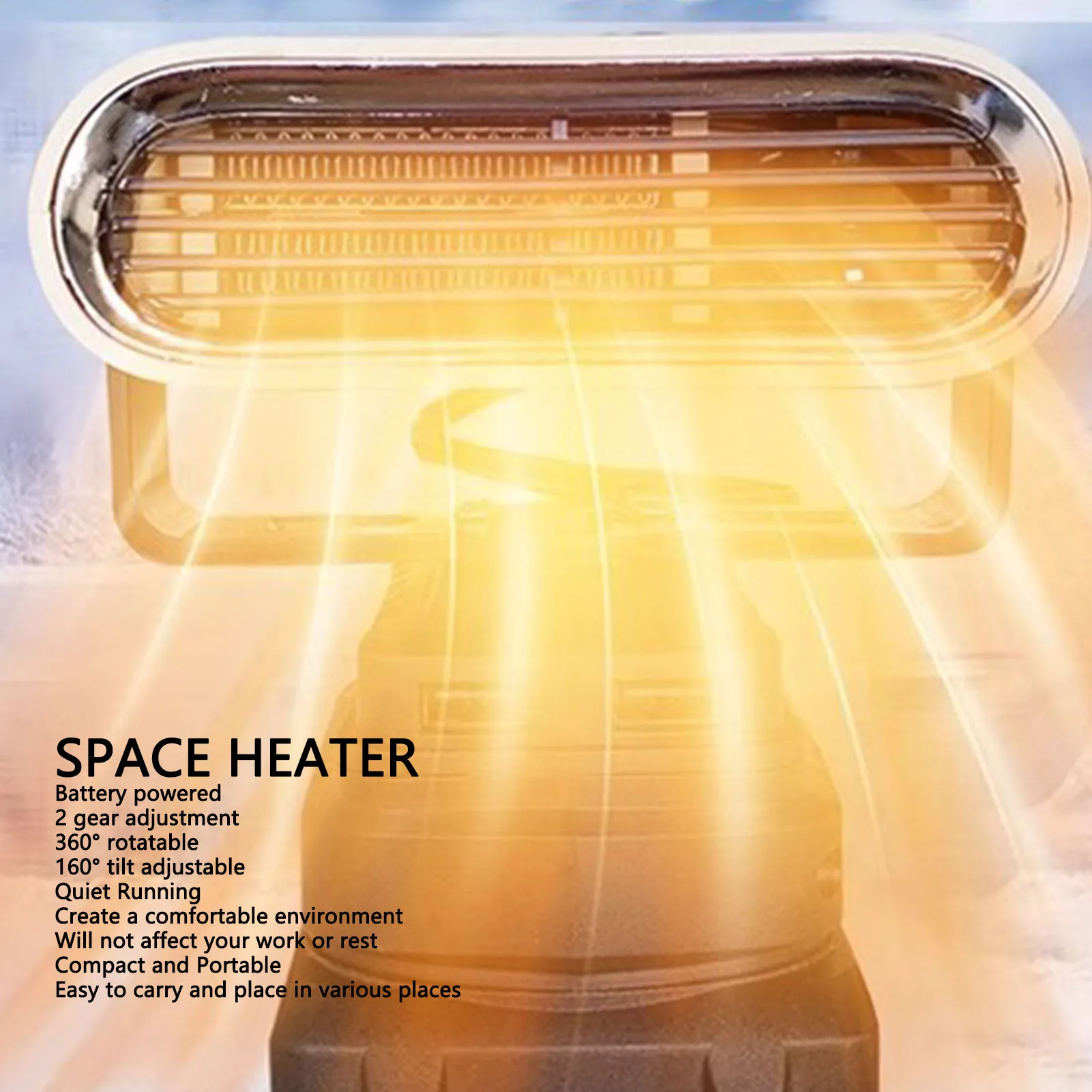 سخان مساحة صغيرة يعمل بالبطارية 360 درجة قابل للدوران 160 درجة إمالة قابل للتعديل 2 تروس سخان سيارة مزيل الصقيع مزيل الضباب #2