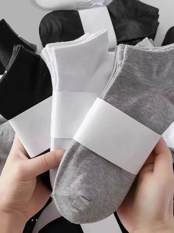 

Summer Thin Breathable Sweat Absorbent Anti-Odor Ladies Short Boat Socks in Black White Grey Color Simple Design for Al...
