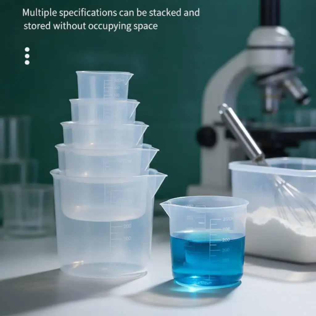 Measuring Cup Transparents Plastic Laboratory Beaker Graduated Liquid Jug Cup Kitchen Baking Cooking Measurement Scale Container