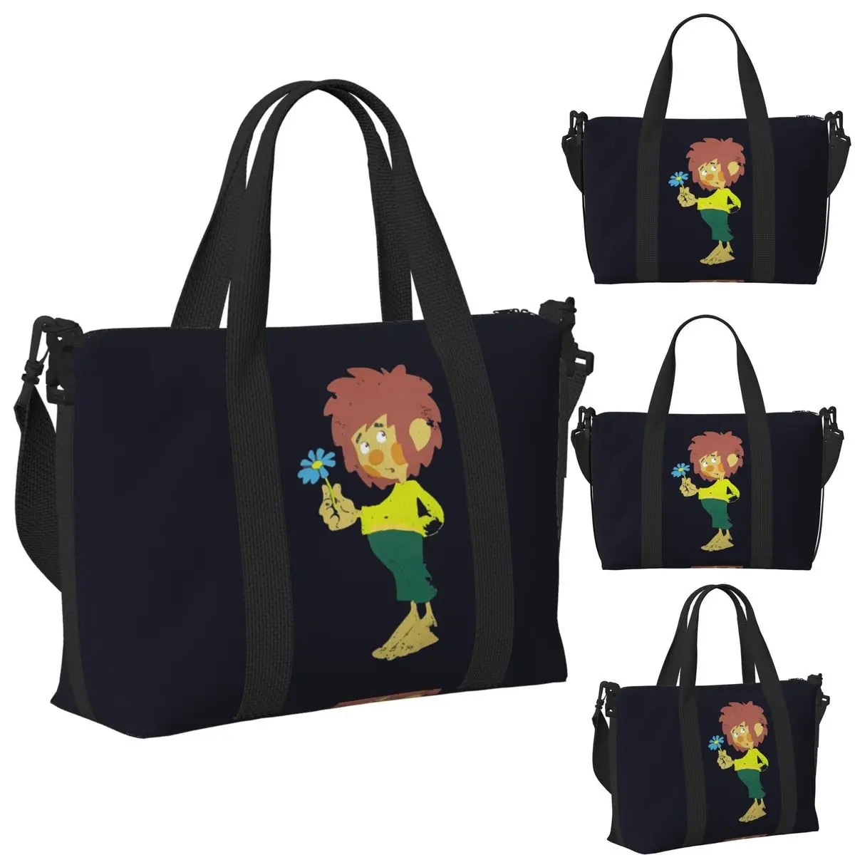 

Pumuckl Blume - Пляжная дорожная сумка Figur 1983, большая вместительная сумка-тоут для тренажерного зала, йоги, женская дорожная сумка для покупок