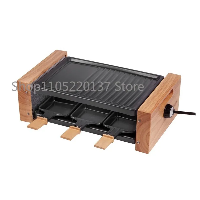 900W 6-person Electric Grill Raclette Grill with 6 Non-stick Pans, Adjustable Temperature Control Raclette Grill Electric Grill.