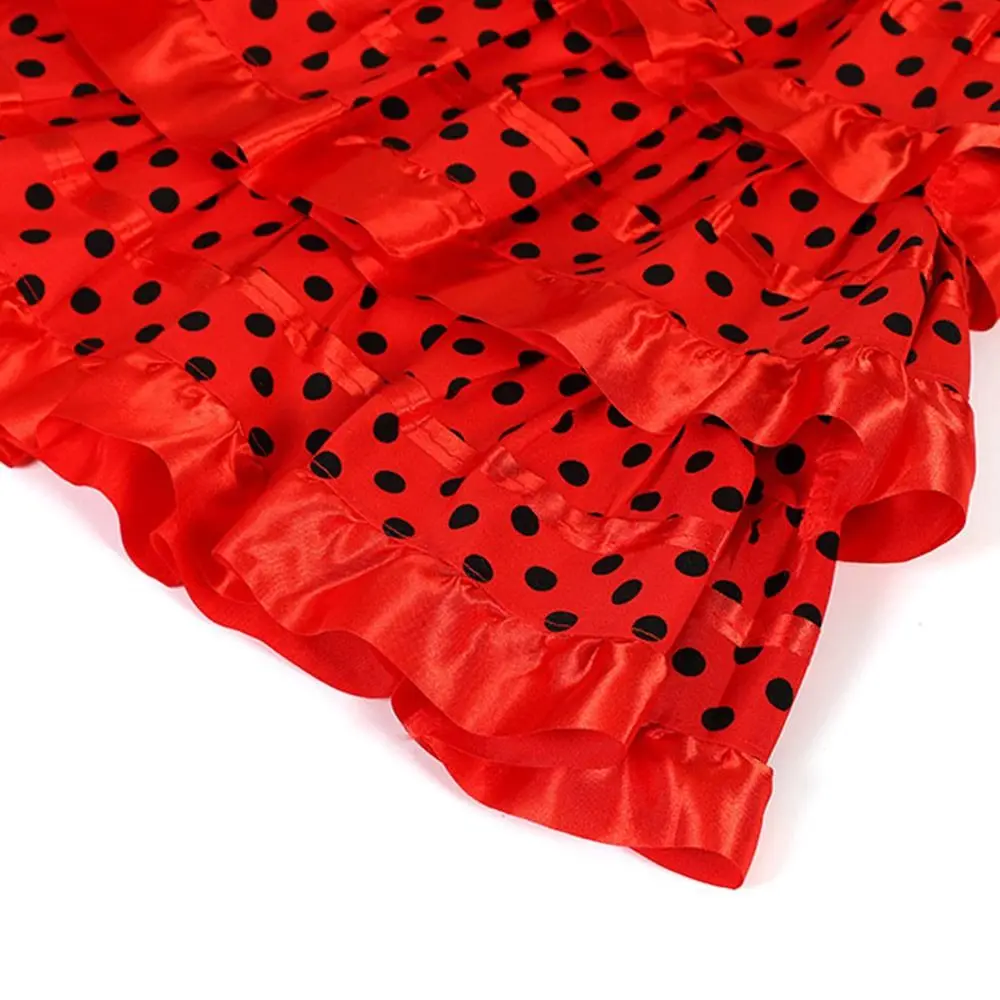 فستان رقص إسباني عصري بتصميم منقط، تنورة أطفال كلاسيكية، فستان غجري تقليدي بأكمام قصيرة، زي تنكري