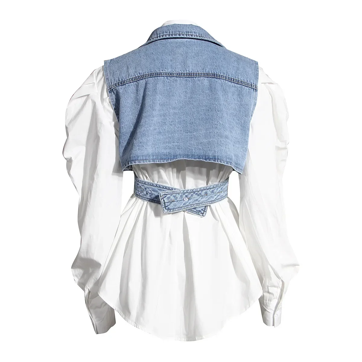 Costumes en denim 2 pièces pour femmes, chemise et vernis, tenue de bureau formelle, vêtements de travail décontractés, manteau à la mode pour fille, robe de Rhpour femme, 03