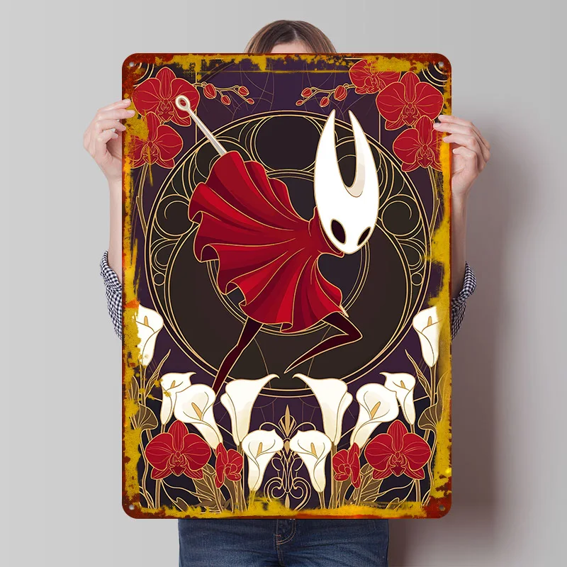 Hornet From Hollow Knight Art Nouveau Printing Poster Customized Retro Wall Art Vintage Metal Signs for Fans Decoration At Home